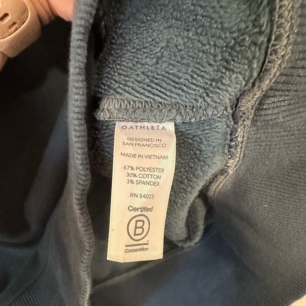 Athleta 1/4 Zip Funnel Neck Cozy Karma Sweatshirt Women Small Petite Nordic Teal - Picture 6 of 8